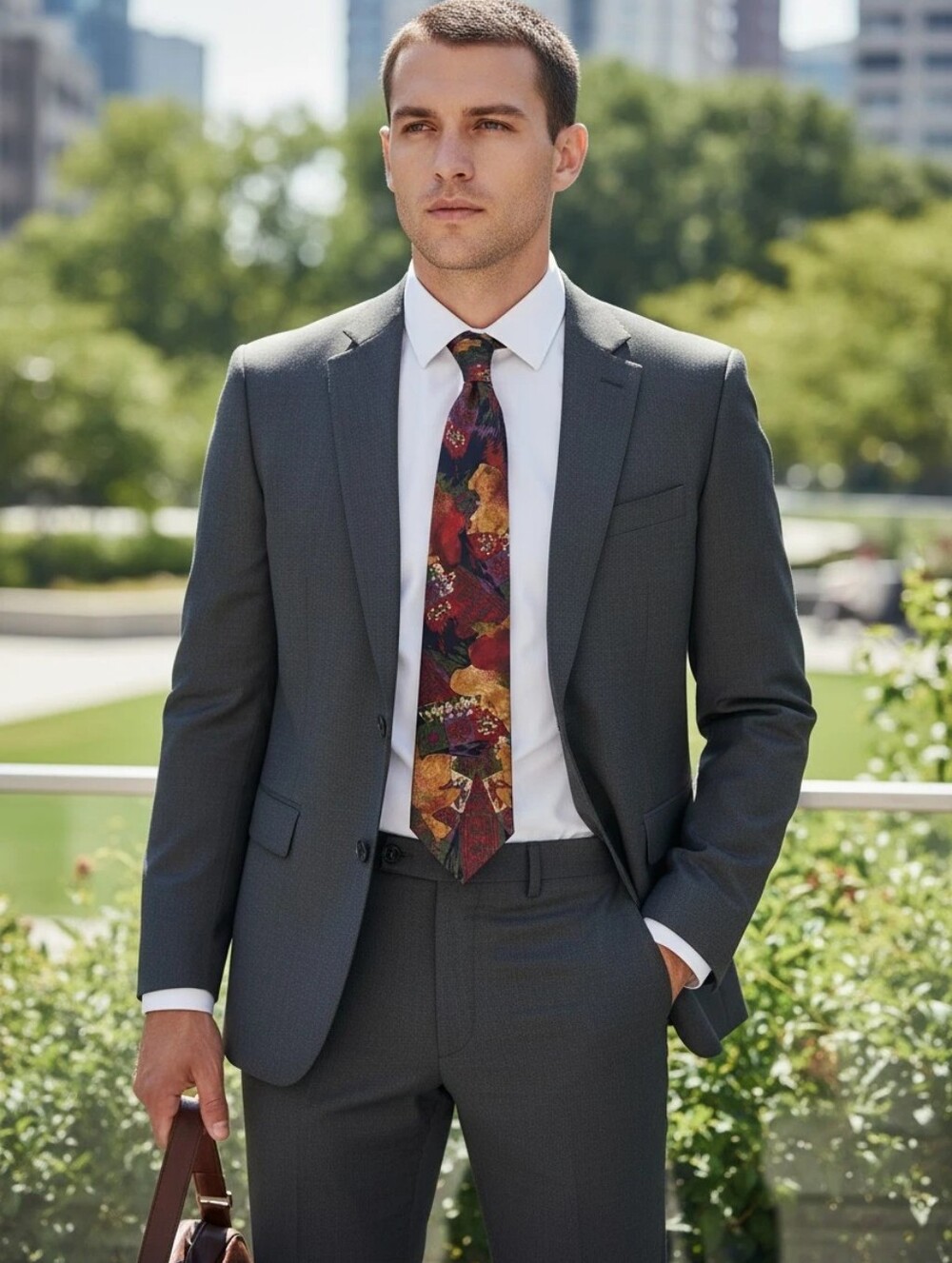 Robert Stock Multicolor Abstract Print Silk Tie